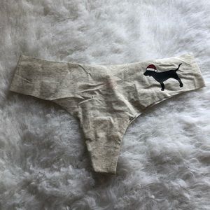 VS PINK seamless grey holiday dog thong